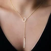 Simple Fashion Plated Gold Metal Chain Necklace For Women Circle Long Strip Pendant Temperament Jewelry Accessories