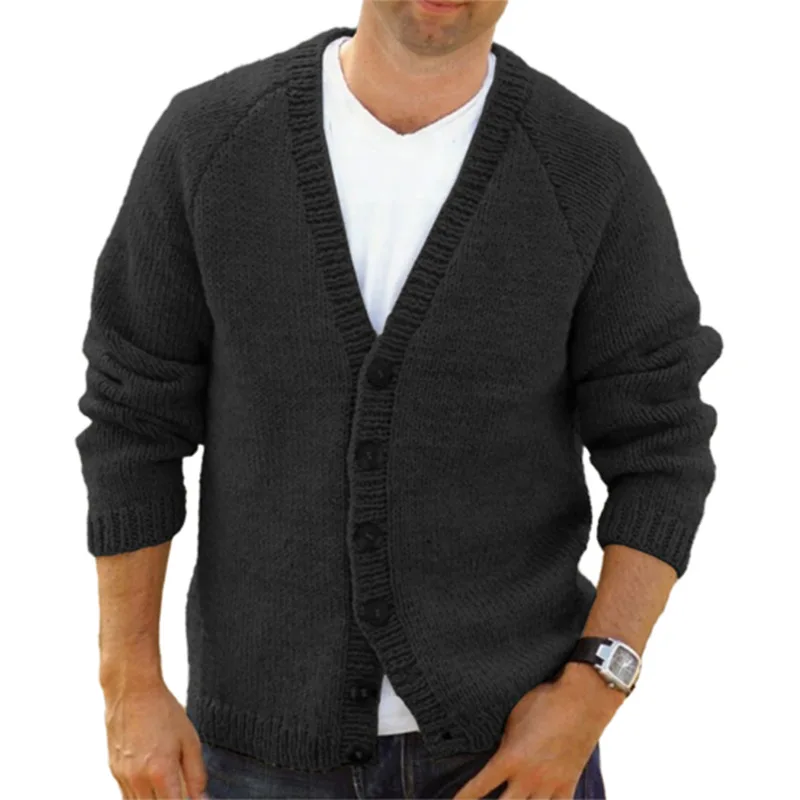 Winter Casual Long Sleeve V-Neck Jumper Jackets Men Clothing New Autumn Buttoned Knitted Coats 2023 Fashion Solid Men\'s Knitwear