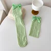 Girls' Velvet Long Socks Spring Summer Thin Ice Socks Candy colored Bow Japanese Cute Leg Over Knee Socks 6