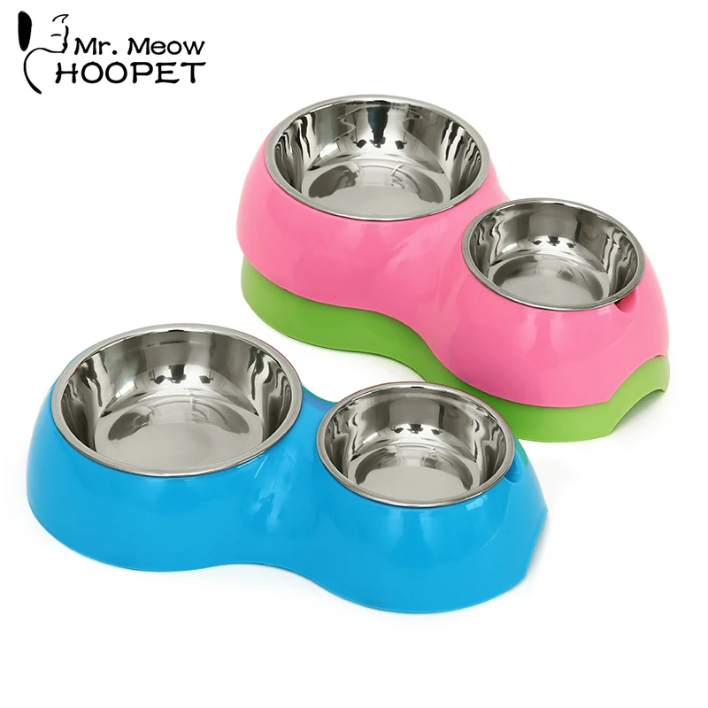 HOOPET Cat Puppy Kitten Feeder Pet Food And Water Bowls Feeders Pet Supplies  Stainless Steel Single Bowl Double Bowl