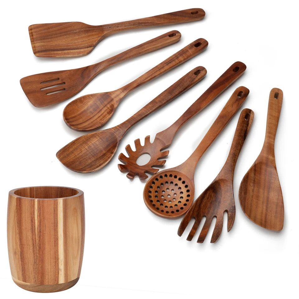 9 Piece Handmade Wooden Kitchen Utensil Set