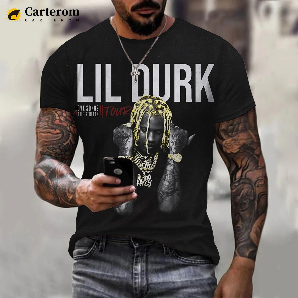 

Футболка Lil Durk с 3D принтом для мужчин и женщин, крутая Модная рубашка в стиле хип-хоп, Топ оверсайз в стиле унисекс, на лето