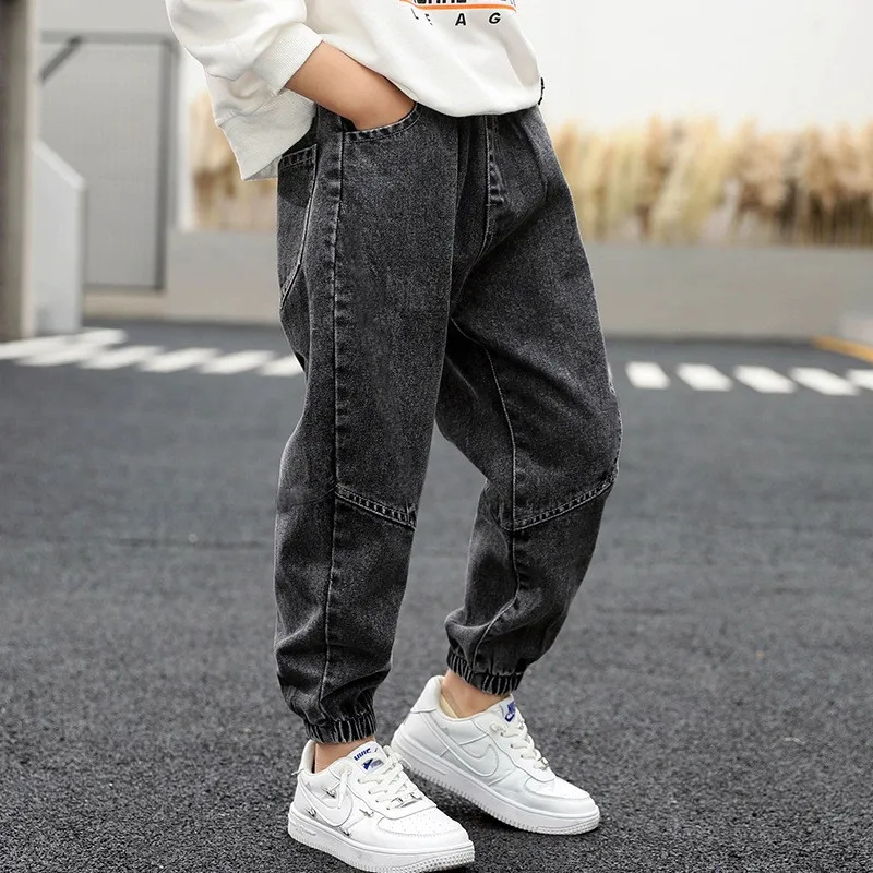 Boys Denim Pants Elastic Waist Trousers Fashion Spring Autumn Teenager Kids Boy Jeans New Sports Casual Clothes 2-12 Years - 3
