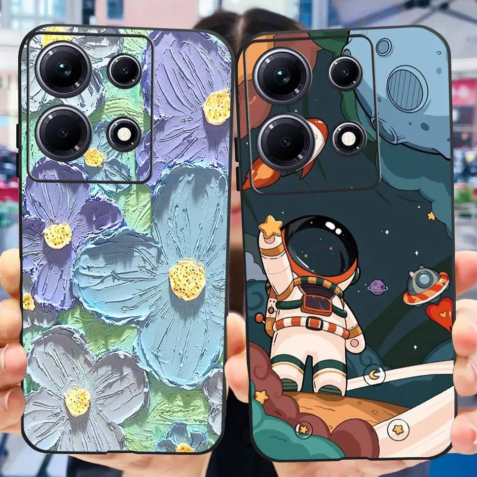Black Silicone Cute Cat Cartoon Painted Case - Fashionable Protective Bumper Cover