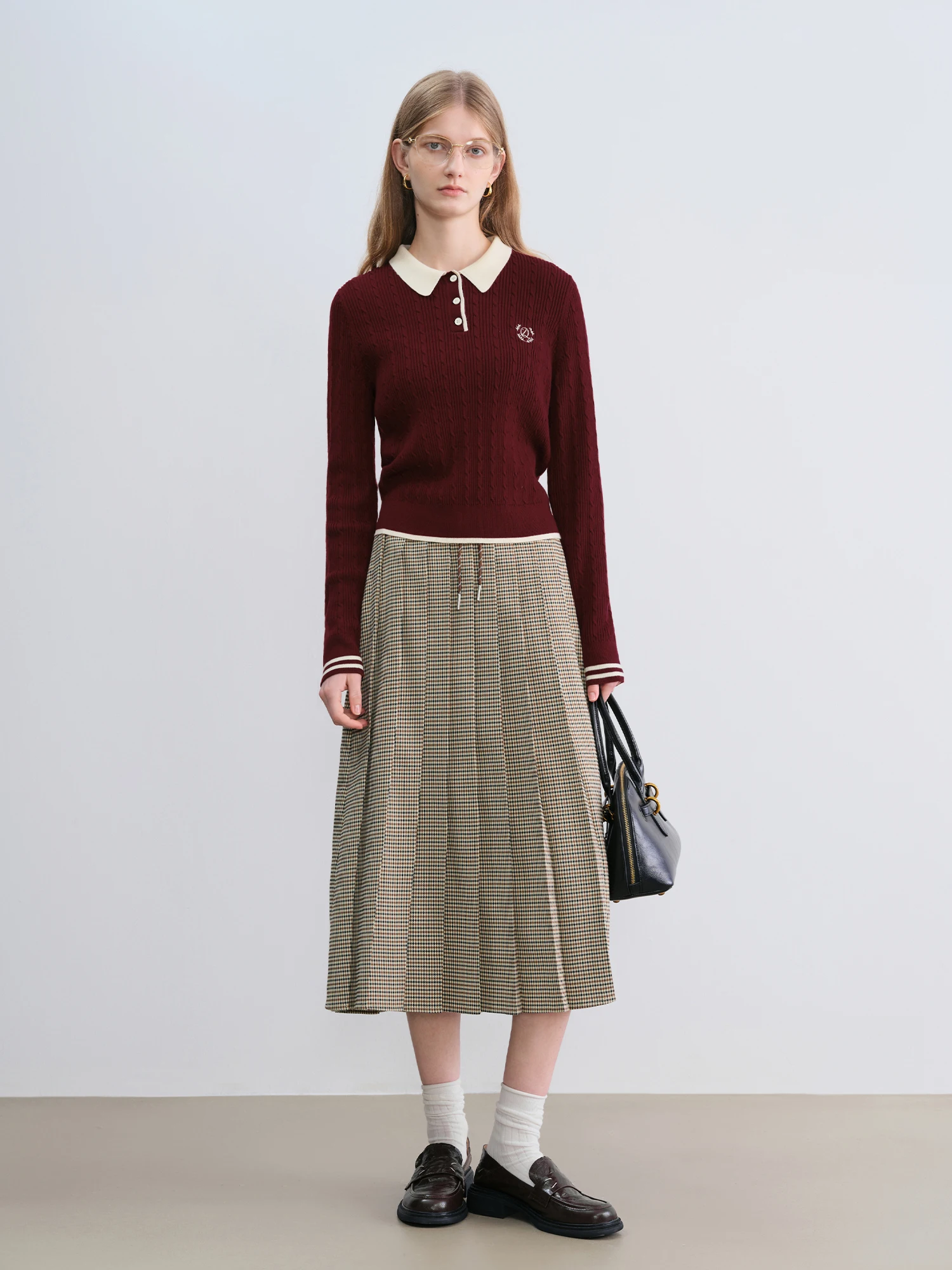 スカート Ruimeme houndstooth asymmetry skirt Houndstooth Print