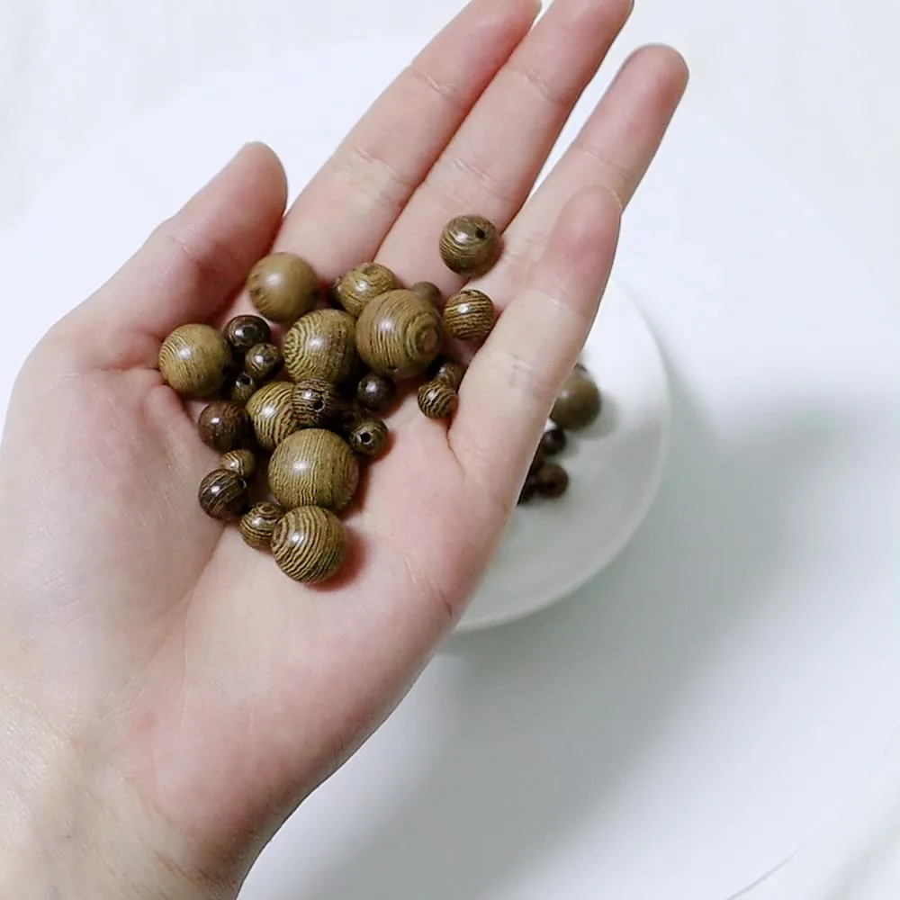 65 Pièces 15-30mm Perles En Bois Pour L'Artisanat, Perles En Bois Rondes Naturelles Pour Décoration DIY Fabrication De Bijoux