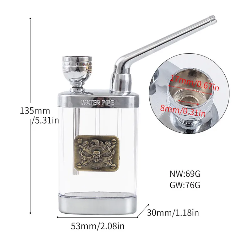 Water Pipe Portable Mini Hookah Shisha Cigartette Smoking Pipes Men Gift Health Care Plastic Tube Filter