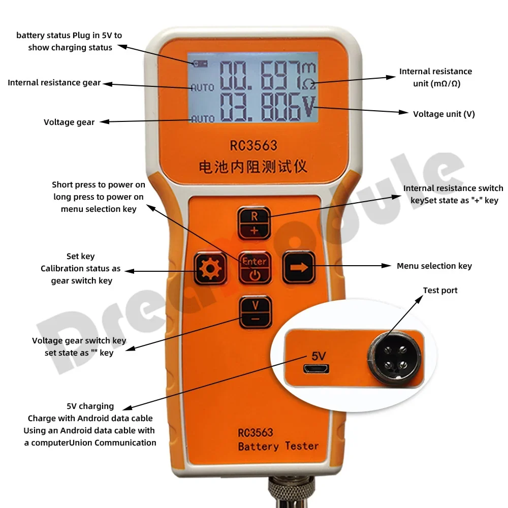 RC3563 High-precision Battery Voltage Internal Resistance Tester Trithium Lithium Iron Phosphate 18650 Battery Tester Ohmmeter 3