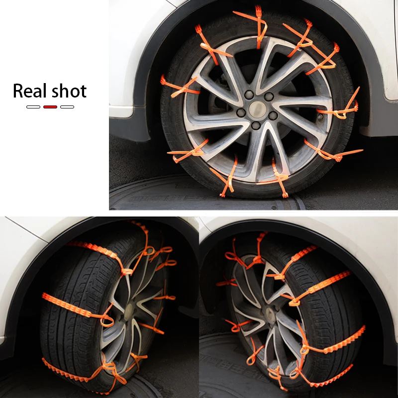 Tire Chains SEAMETAL 10Pcs Anti Skid Snow Chains Anti Slip Car Winter Tire Wheels Chains 2 3 Grooves for Winter Outdoor Snow Tire Emergency