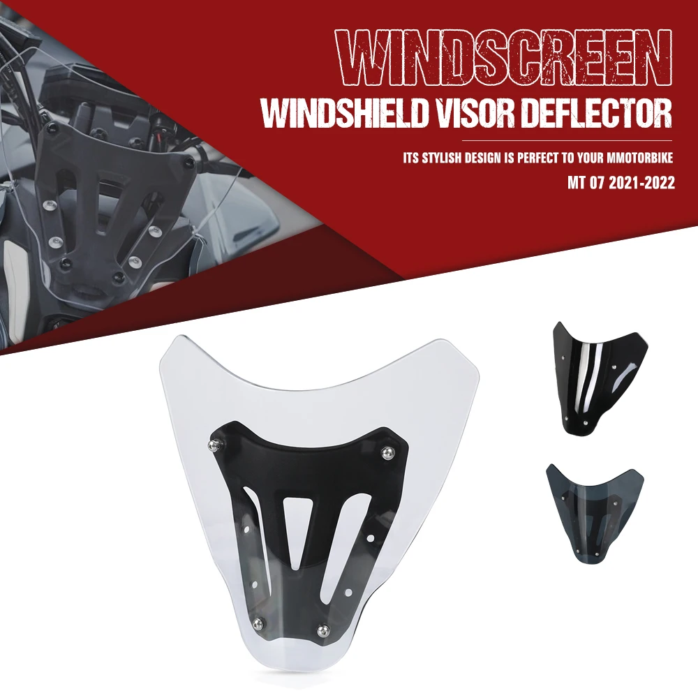 

MT 07 2021-2023 Motorcycles Car Accessories Windshield Windscreen Air Wind Deflector For Yamaha MT-07 MT07 Windshield Protector
