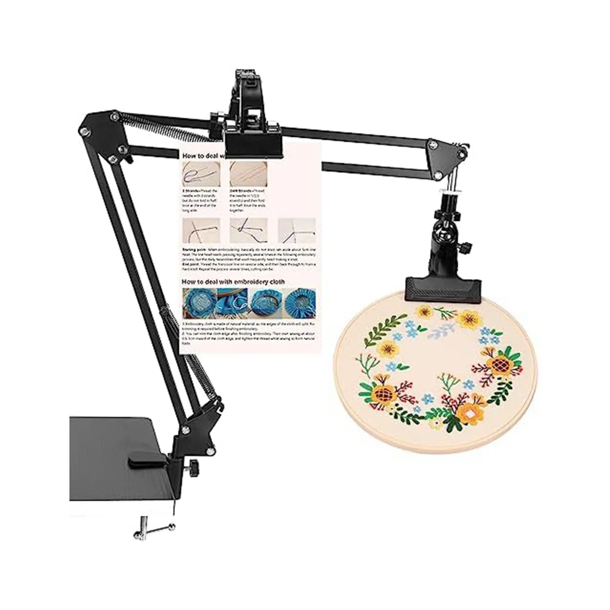 

Держатель-обруч для вышивки, регулируемый держатель-обруч для вышивки с инструкцией, крестовые прокладки и вышивка