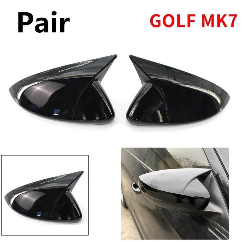 보트 미러 커버 사이드 윙 백미러 케이스, 밝은 블랙 커버, 골프 7 MK7 7.5 GT I R GTE GTD 2013-2018, 1 쌍