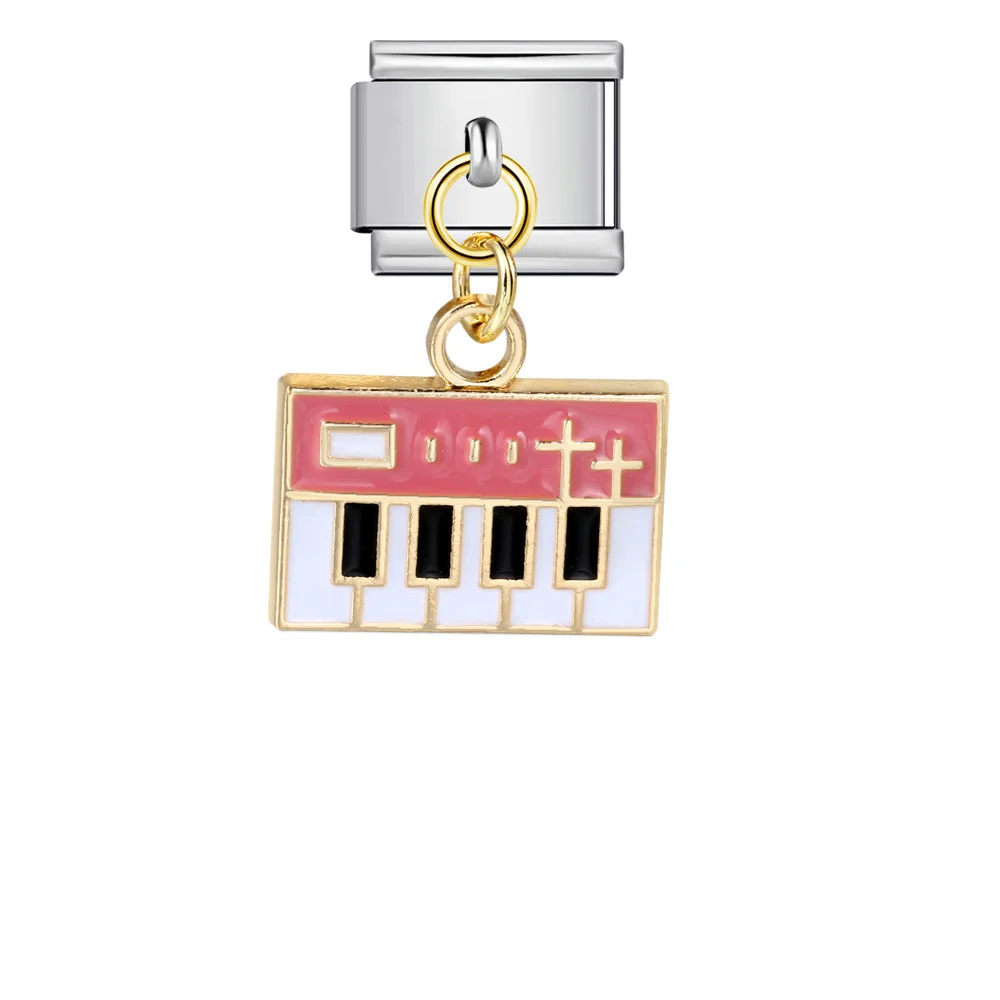Neue Trend Gitarre Tastatur Italienischen Charme Links Fit 9mm Edelstahl Armband Schmuck DIY Herstellung Von Schmuck Für Frauen Männer – Detail 3