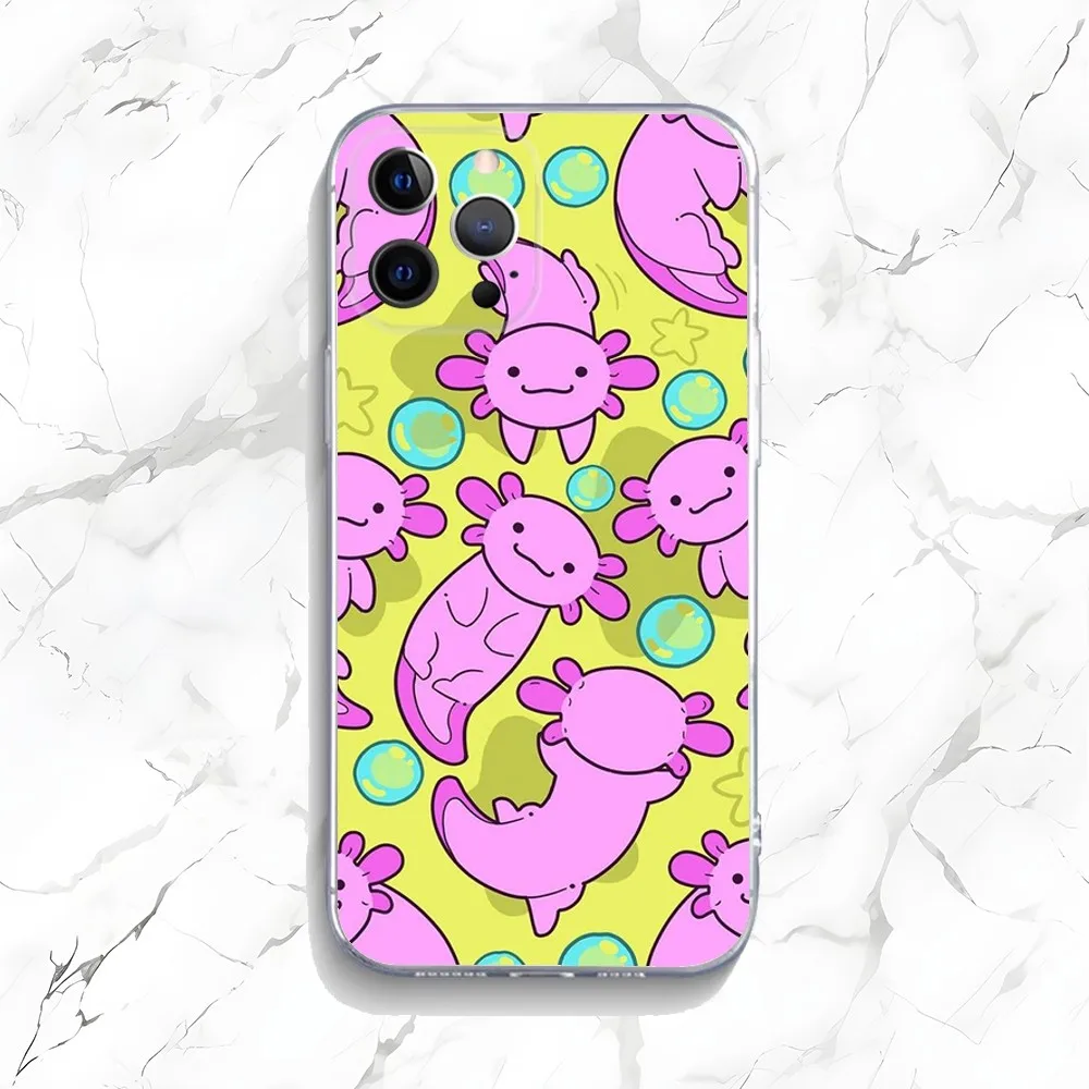 Adorable Axolotl Transparent Silicone Phone Case - Soft and Protective Design
