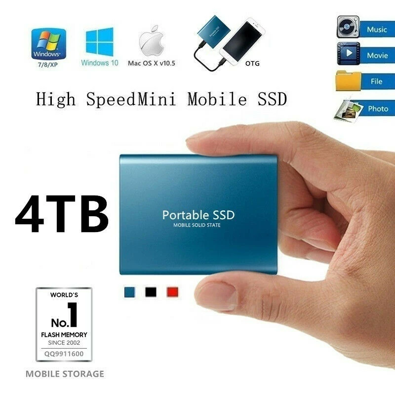 the biggest external hard drive Portable 100% New Original External Hard Drive Disks USB 3.1 4TB SSD Solid State Drives For PC Laptop Computer Storage Device external disk drive