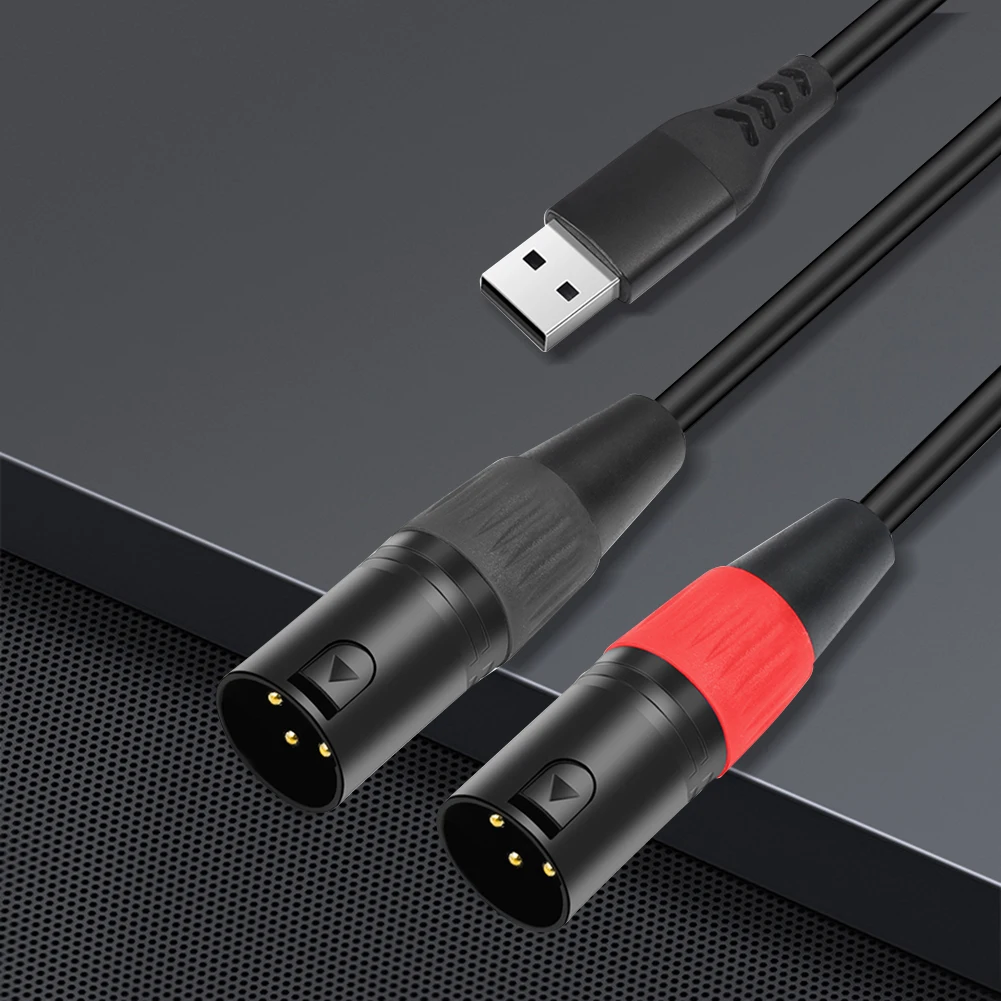 1/2/3M USB To Dual XLR Male Output Cord PC USB To Stereo Audio Cable Converter for Speaker Power Amplifier