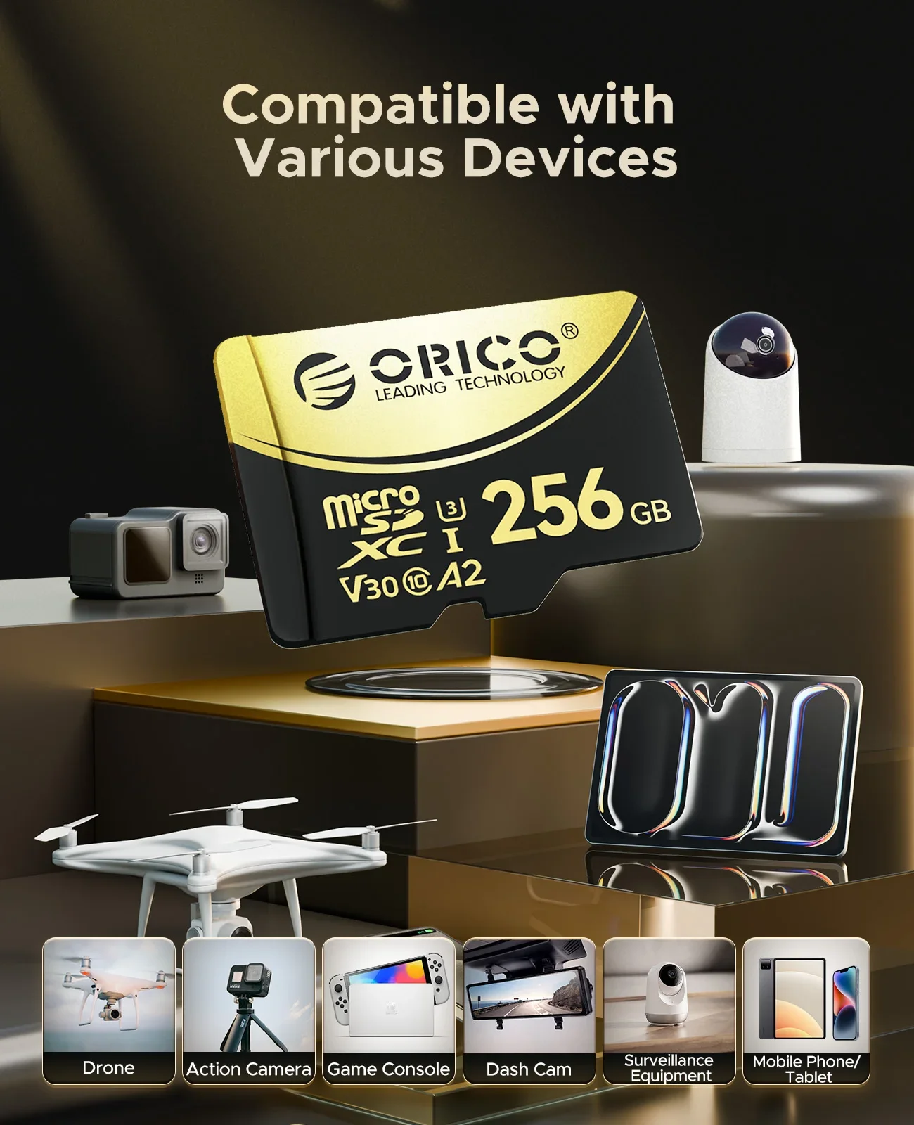 ORICO Micro SD Card TF Memory Card 512GB microSDXC Up to 180 MB/s