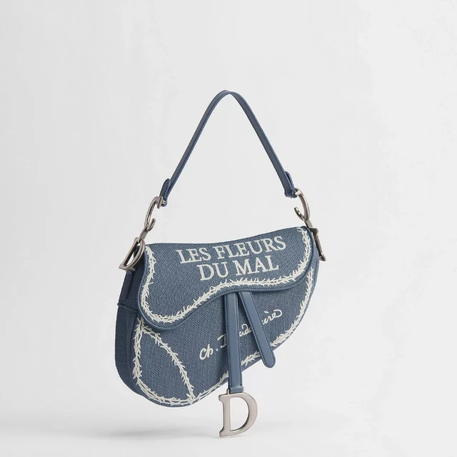 Sac bandoulière de luxe pour femme, broderie motif couverture de livre bleu et blanc, sac à bandoulière élégant et haut de gamme 1