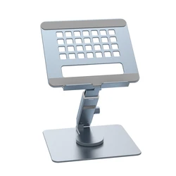Aluminum Multi - Angle Height Adjustable Tablet Stand with 360° Rotation and Foldable Design (New Gray)