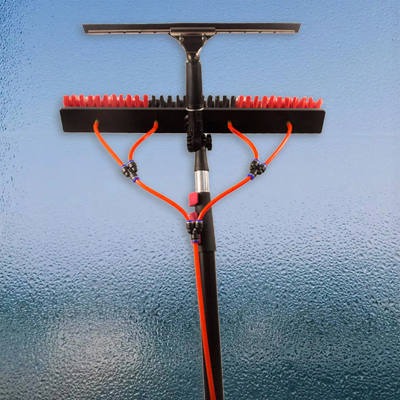 Extendable Water Fed Brush Kit 11PCS Telescopic Pole Window Brush Set with Water Supply System for Solar Panel Glass Wall Clean
