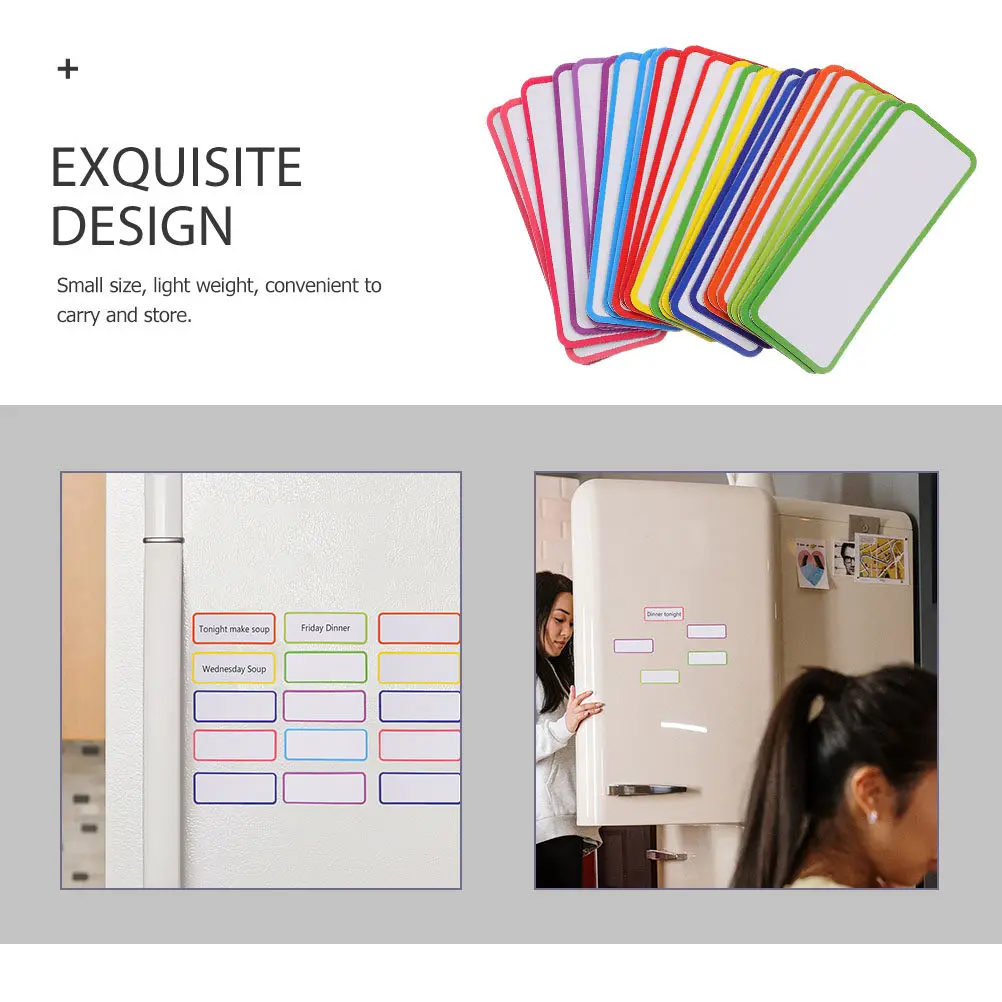 54Pcs 자기 라벨 스티커 화이트보드 냉장고 사물함 조직을 위한 유연한 건식 지우기 쓰기 가능 태그