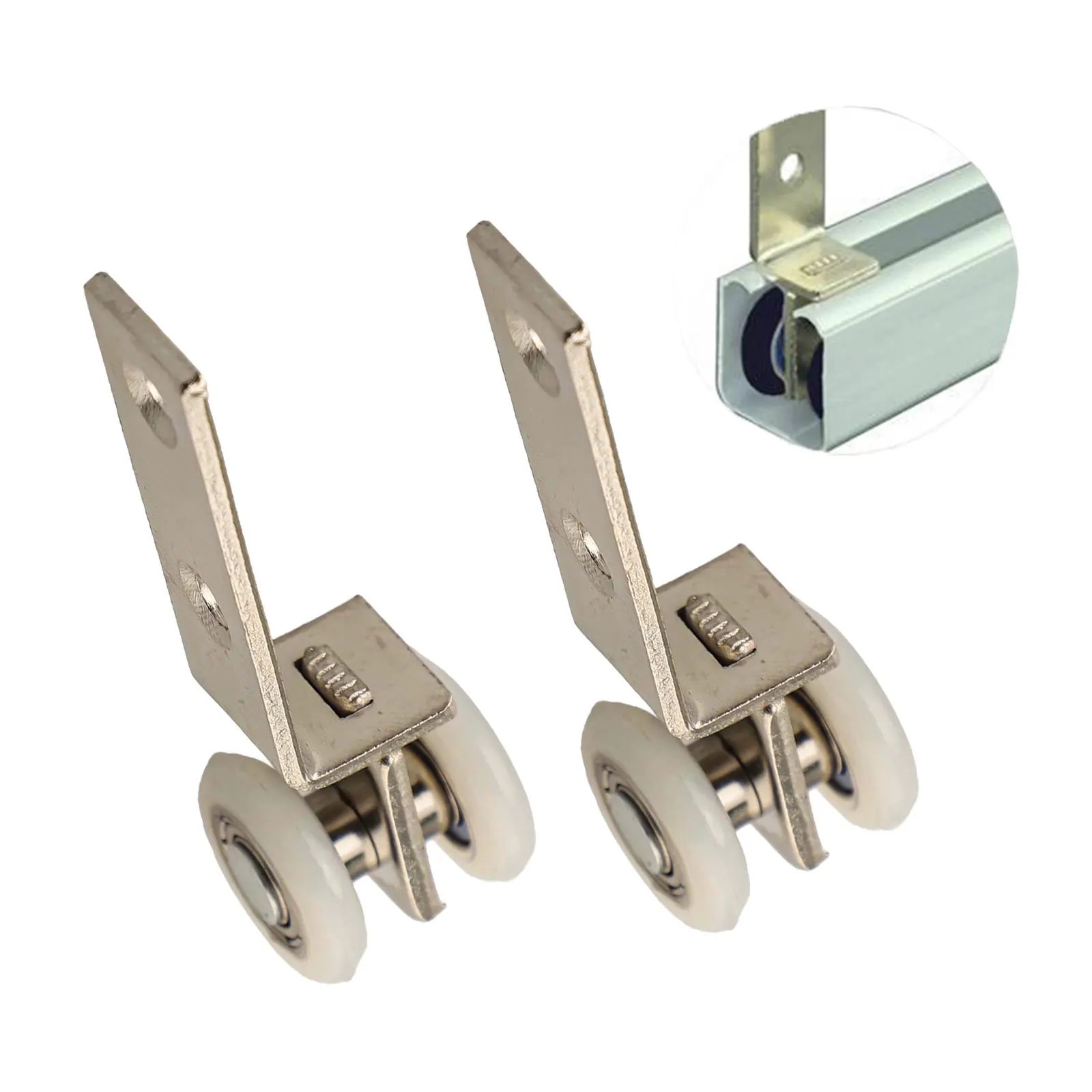 Sliding Door Pulleys Metal Bearing Hanging Track Pulley Block Two Plastic Wheels 2PCS/4PCS For Smooth Sliding Door Cabinet window shutters pin