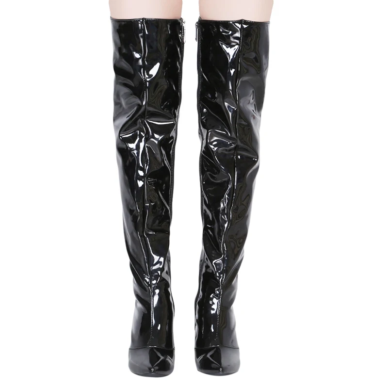 Sexy Silver Mirror Thigh High Boots Women T Show Pointy Toe Club Party Shoes Thin High Heels Over The Knee Long Boots For Women