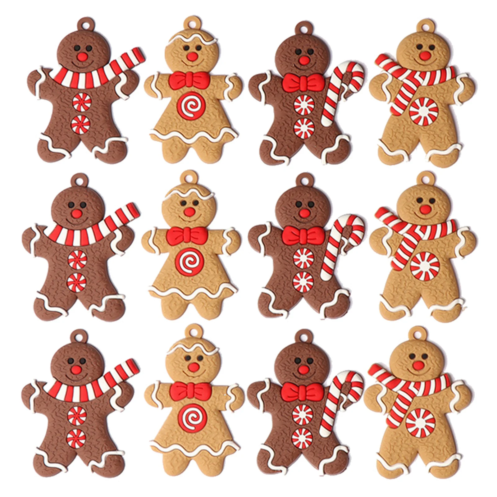 12Pcs Gingerbread Man Ornaments For Christmas Tree Decorations Hanging Charms Figurine Holiday Pendant Decoration