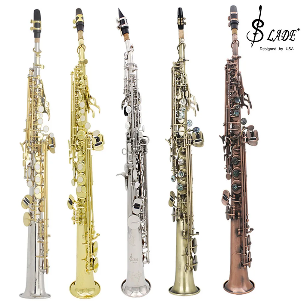 Straight Bb Soprano Saxophone Brass Silver Plated B Flat Sax High Quality Woodwind Instrument