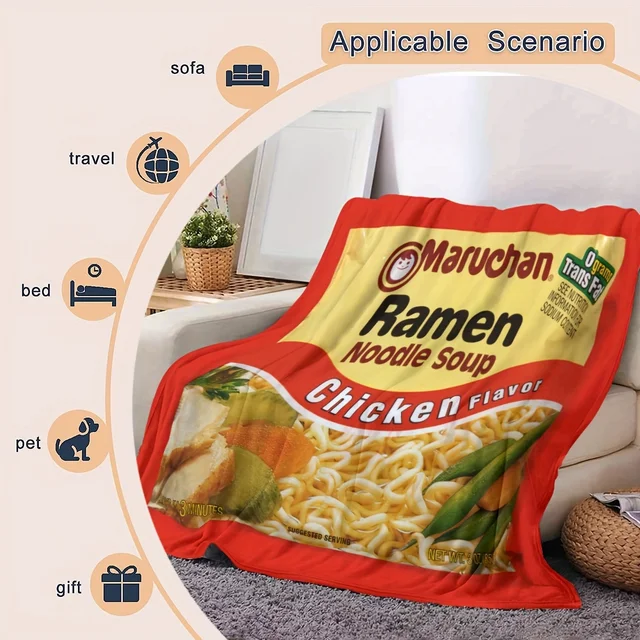 Ramen Noodle Soup Digital Printed Flannel Blanket – Soft Throw for Home & Travel 5