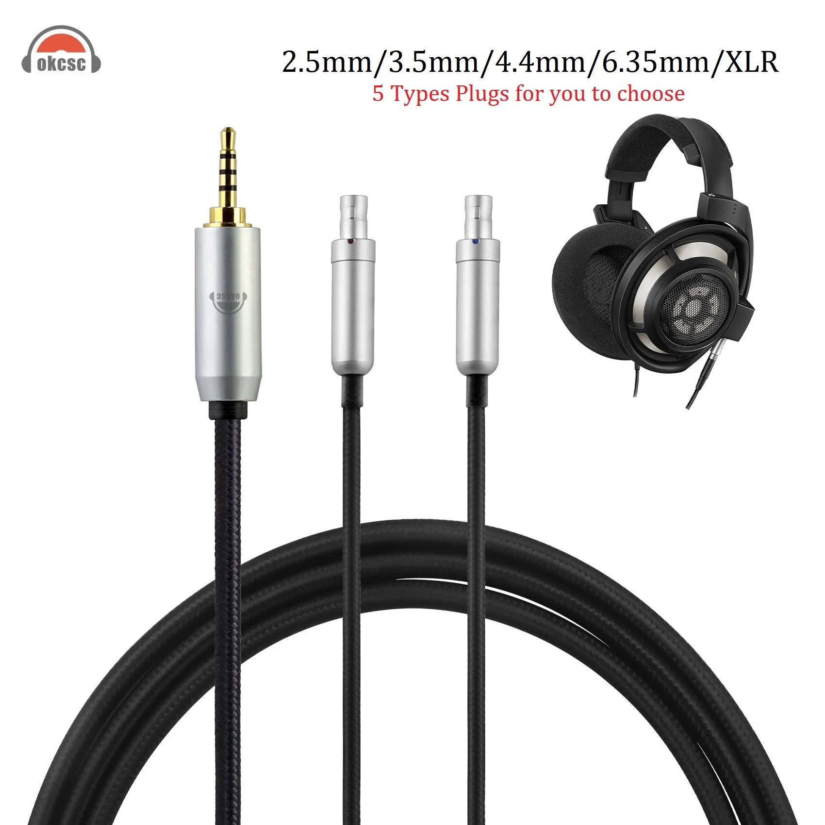 Okcsc Hifi Xlr 4.4Mm 3.5Mm 2.5Mm 6.35Mm Spina 2M/200Cm Cavo Per Sennheiser Hd800S Hd820 Hd800 Hd820S Dharma D1000 Cuffie