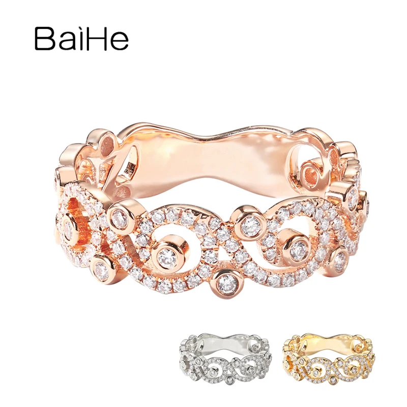 

BAIHE Solid 14K White/Yellow/Rose Gold 0.34ct H/SI Natural Diamond Ring Women Men Fine Jewelry Making Кольцо с бриллиантом