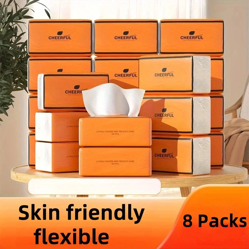 Zhihu Orange Air Cushion Tissue 4 Layer 90 Sheets 8 Bags Neutral Soft Skin Friendly and Flexible Highquality Napkin Toilet Paper