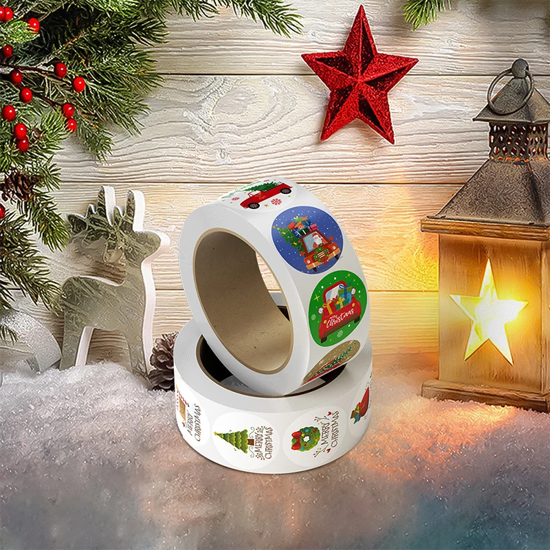 

500Pcs/roll Christmas Children's Toy Gift Decoration Sticker Sealing Sticker Merry Christmas Self-adhesive Labels Gift Sticker