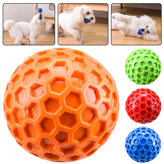 65mm New Dog Toys Bite Resistant Interactive Throwing Sound Honeycomb Balls Natural Rubber Teething Clean Teeth Pet Toys