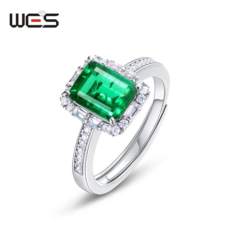 WES925SterlingSilverLabCreatedEmeraldRingsforWomen114ct