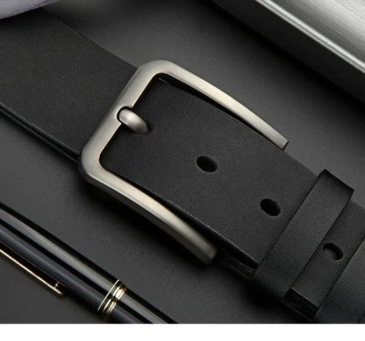 Mens Luxury PU Leather Belt - Alloy Square Pin Buckle Designer Jeans Accessory