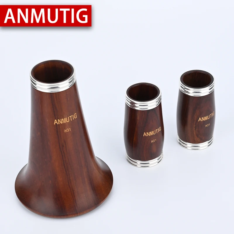 ANMUTIG Professional Red Wood 17 Key Bb Clarinet Rosewood Silvering H32