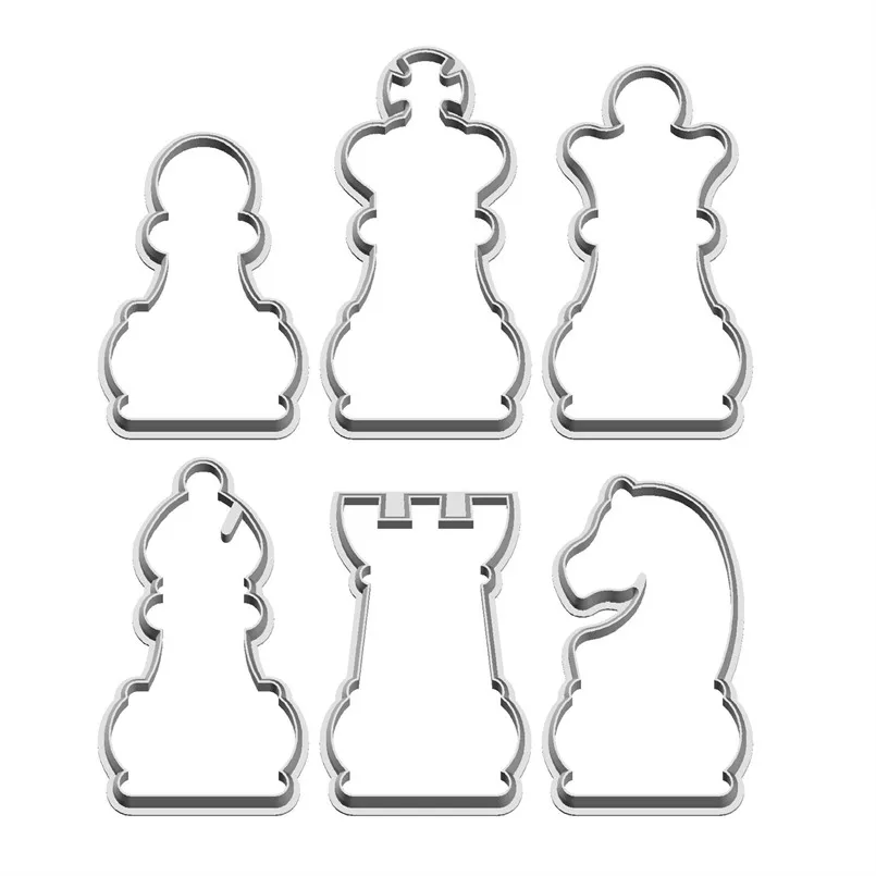 Cookie Cutter International Chess 3D Plastic Model Pawn King Queen Bishop Rook Knight Sushi Pastry Cake Decorating Bake Tools cookie cutter baking decorating tools