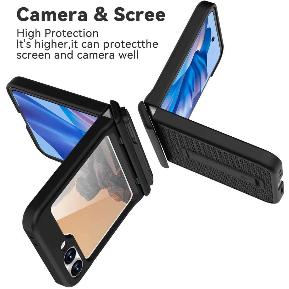 Non-Slip Shockproof Kickstand Hard Phone Case with Screen Protector
