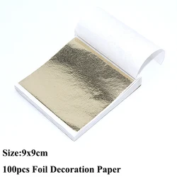 100pcs Multicolor Metallic Foil Sheets for DIY Art and Craft Projects (Imitation Gold)