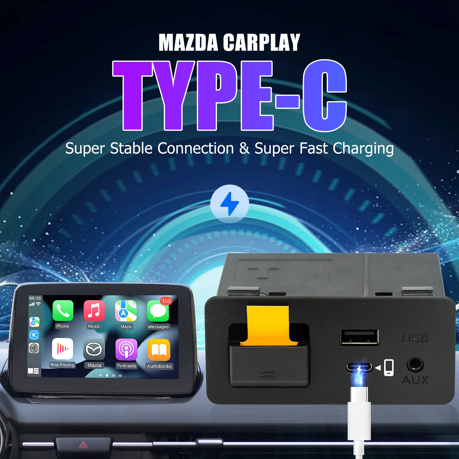 TYPE-C マツダ CarPlay Android 自動ハブ OEM レトロフィット USB