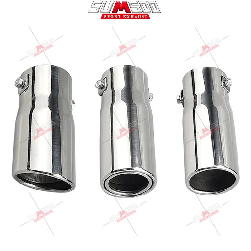 Car Tail Rear Chrome Round Exhaust Pipe Tail Muffler Tip Stainless Steel Car Rear Throat Liner Accessories Styling exhaust muffler tip