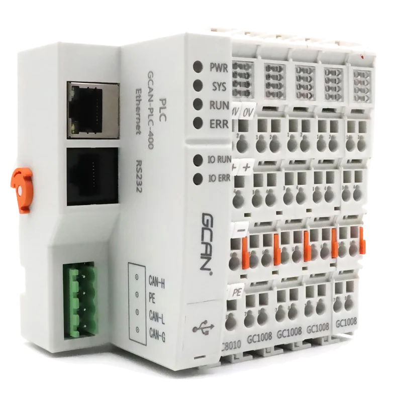 

GCAN-PLC-400 PLC Programming Controller With Ethernet Interface Analog Input And Output Io Modules Support OEM Logo