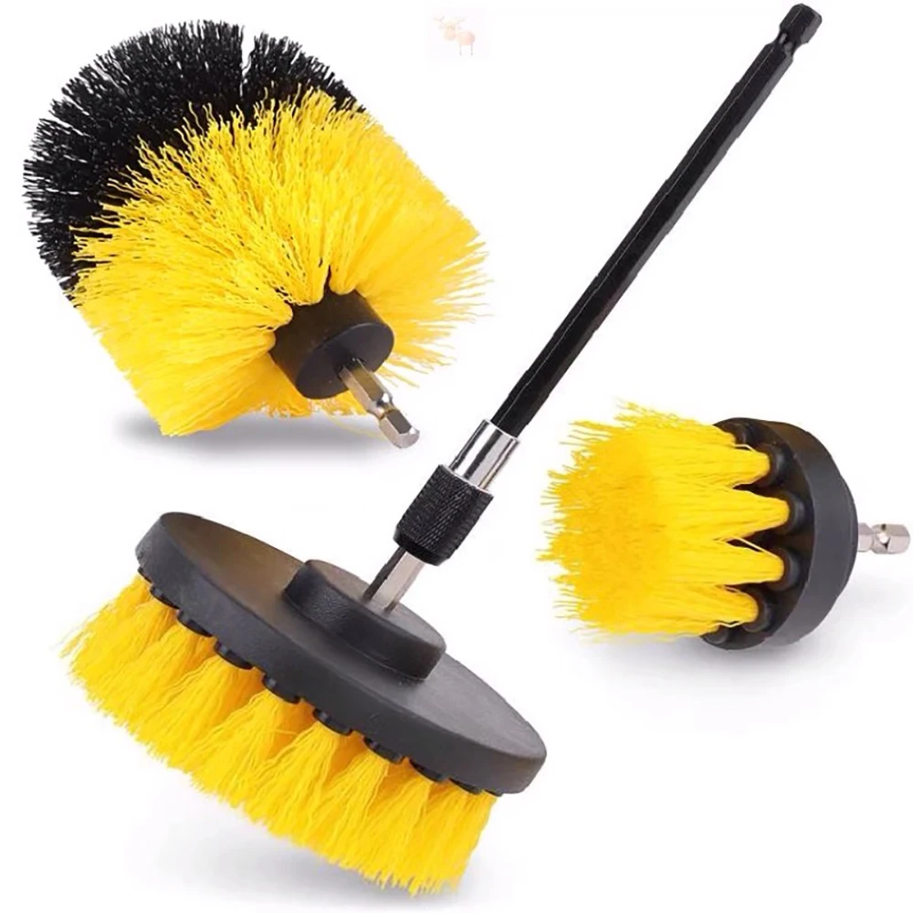 

4/3PCS Drill Brush Suit All Purpose Cleaning Scrubbing Cloth Sponge Power Scrubber Brush Bathroom Grout Tile Wood Floor Cleaner