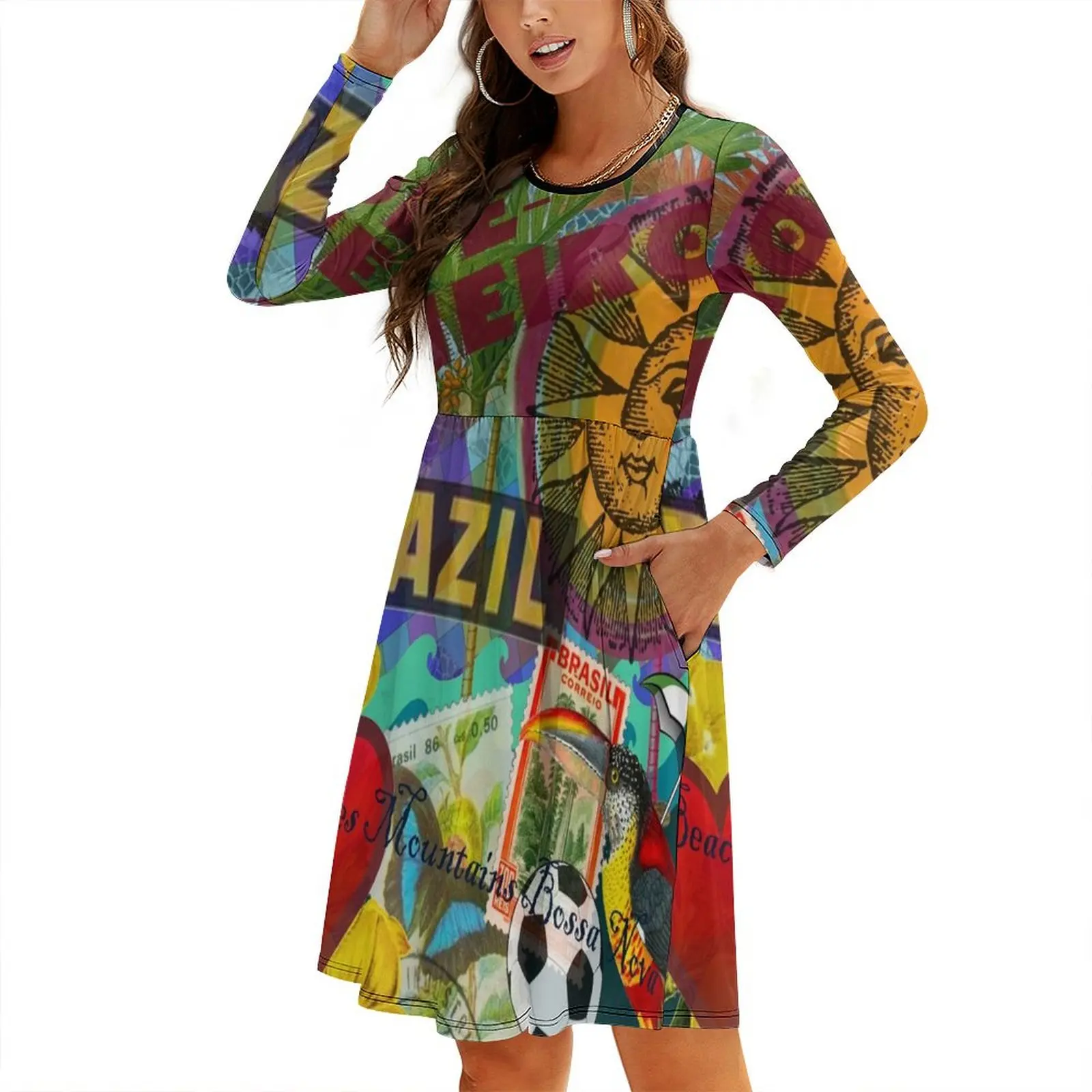 

Rio de Janeiro Brazil Impanema Copacabana Round Neck Baggy Dress Party dresses for women summer dress for women 2024