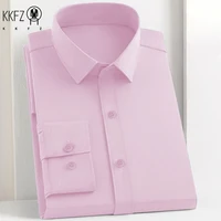 Chemise d'affaires décontractée à manches longues pour hommes, couleur unie, résistante aux rides, confortable, haut polyvalent toutes saisons 6