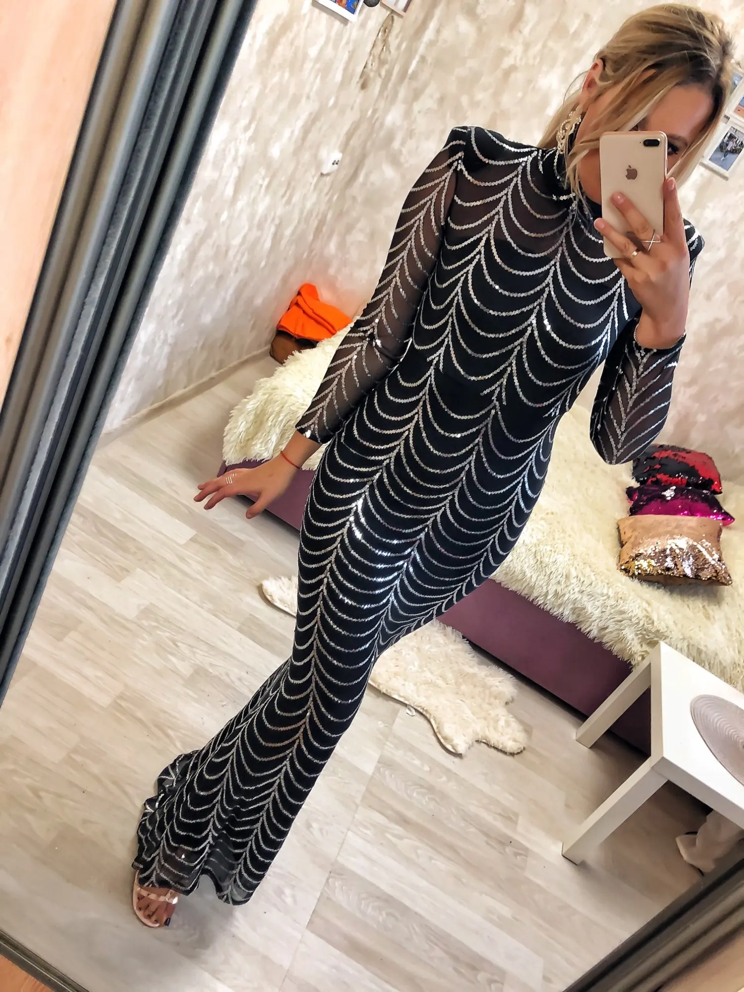 

Long Sleeve Sparkle Sequin Evening Party Dress O Neck Stretch Full Lining Bodycon Elegant Mermaid Cocktail Prom Gown Autumn