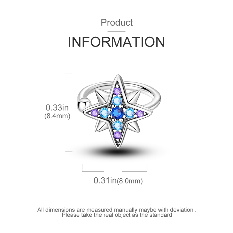 Ear Clip Earrings 925 Sterling Silver Night Star CZ Zircon Women For Anniversary Wedding Gift VAMO