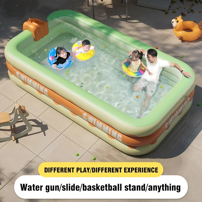 2.6M Large Family Inflatable Swimming Pool Baby Framed Pools Outdoor Folding Paddling Piscina Kids Slide Pool Game Toys